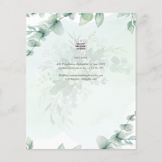 Katholieke bruiloft Uitnodiging Greenery Botanical (Achterkant)