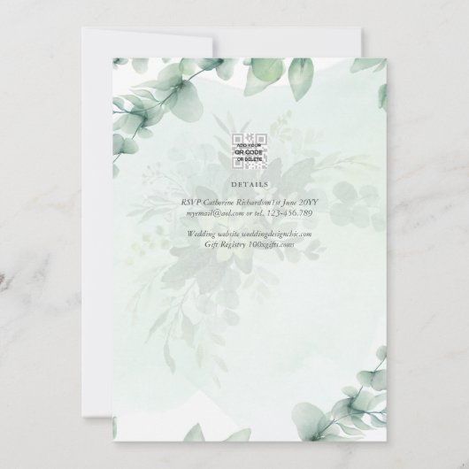 Katholieke bruiloft Uitnodiging Greenery Botanical (Achterkant)