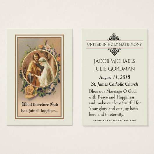 Katholieke bruiloft voor de bruidegom Heilige Kaar Visitekaartje (Voorkant /achterkant)