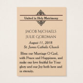 Katholieke bruiloft voor de bruidegom Heilige Kaar Visitekaartje (Achterkant)