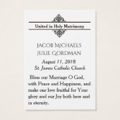 Katholieke bruiloft voor de bruidegom Heilige Kaar Visitekaartje (Achterkant)