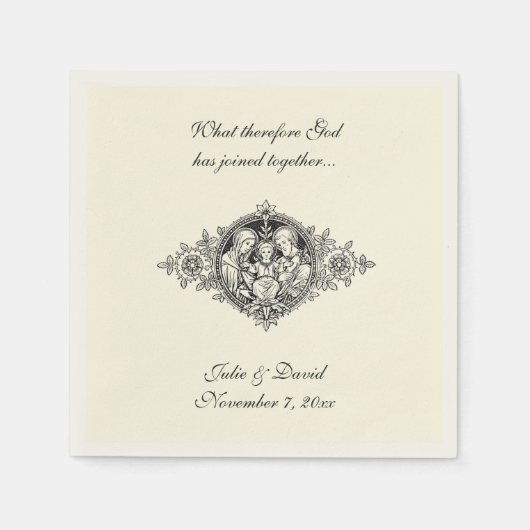 katholieke bruiloft voor de Heilige Familie Ecru Servet (Voorkant)