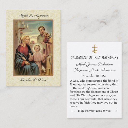 Katholieke bruiloft voor de Heilige Gezin Heilige  Visitekaartje (Voorkant / Achterkant)