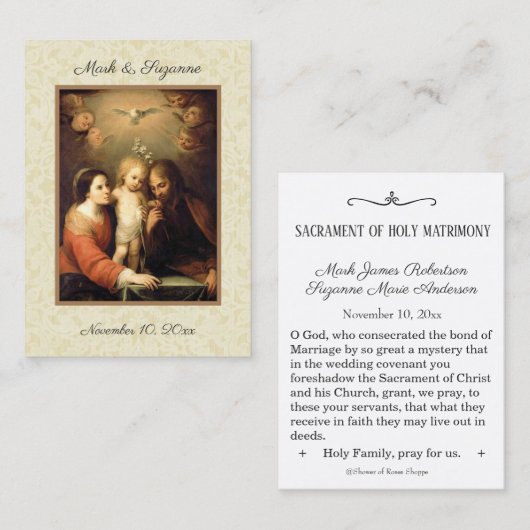 Katholieke bruiloft voor de Heilige Gezin Heilige  Visitekaartje (Voorkant / Achterkant)