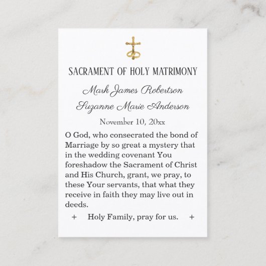 Katholieke bruiloft voor de Heilige Gezin Heilige  Visitekaartje (Achterkant)