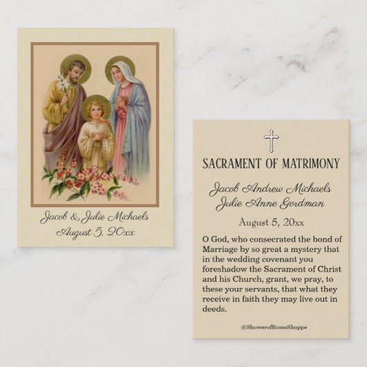 Katholieke bruiloft voor de Heilige Gezin Heilige  Visitekaartje (Voorkant / Achterkant)