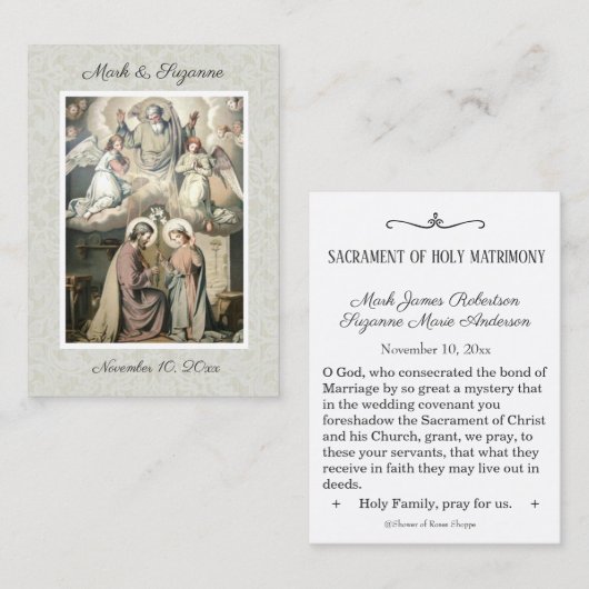 Katholieke bruiloft voor de Heilige Gezin Heilige  Visitekaartje (Voorkant / Achterkant)