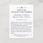 Katholieke bruiloft voor de Heilige Gezin Heilige  Visitekaartje (Achterkant)