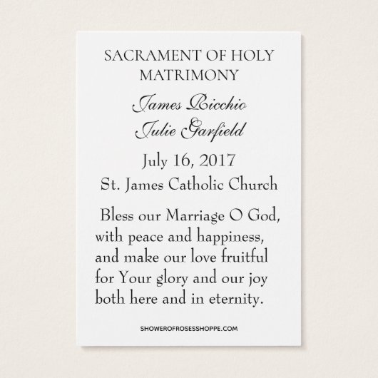 Katholieke bruiloft voor de Heilige Kaart Bride Gr (Achterkant)