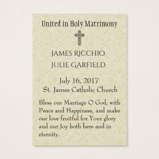 Katholieke bruiloft voor de Heilige Kaart Bride Gr (Achterkant)