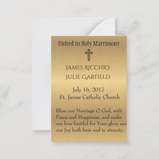 Katholieke bruiloft voor de Heilige Kaart Bride Gr Notitiekaartje (Achterkant)