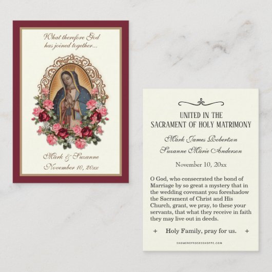Katholieke bruiloft voor Guadalupe Heilige Kaart Visitekaartje (Voorkant / Achterkant)