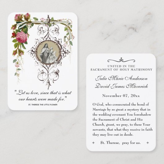 katholieke bruiloft voor St. Therese Herdenking Visitekaartje (Voorkant / Achterkant)