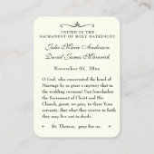 katholieke bruiloft voor St. Therese Herdenking Visitekaartje (Achterkant)