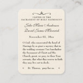 katholieke bruiloft voor St. Therese Herdenkingsbu Visitekaartje (Achterkant)