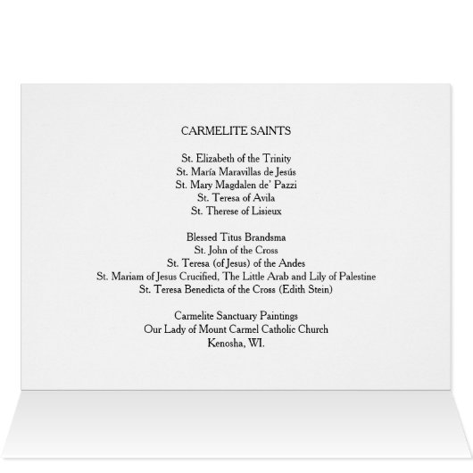 Katholieke Carmelite Saints Nuns Priests Religieuz (Binnen Horizontaal (Boven))