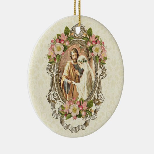  katholieke Cherry Blossom Elegant Wedding Keramisch Ornament (Rechts)