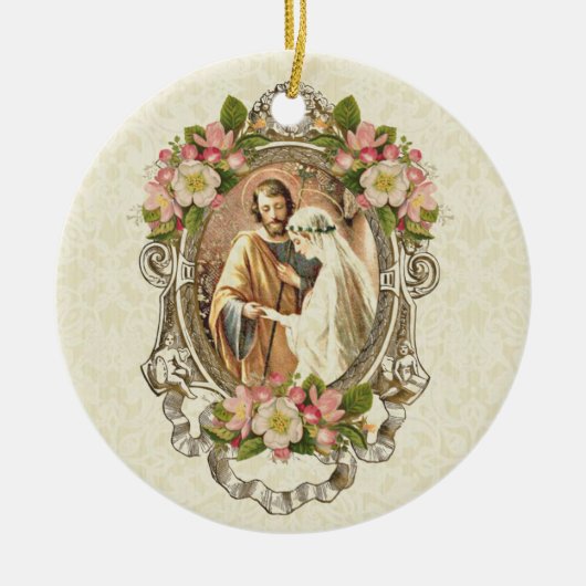  katholieke Cherry Blossom Elegant Wedding Keramisch Ornament (Voorkant)