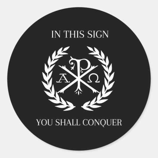 Katholieke Christelijke Chi Rho Alpha Omega Ronde Sticker (Voorkant)