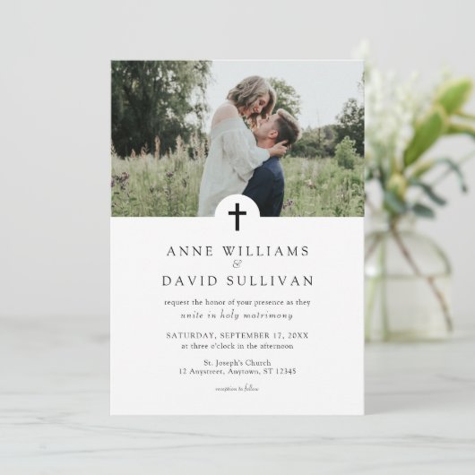 Katholieke Christelijke Eenvoudige Kruis met Fotob Kaart (Staand voorkant)