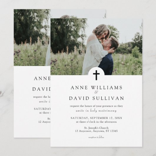 Katholieke Christelijke Eenvoudige Kruis met Fotob Kaart (Voorkant / Achterkant)