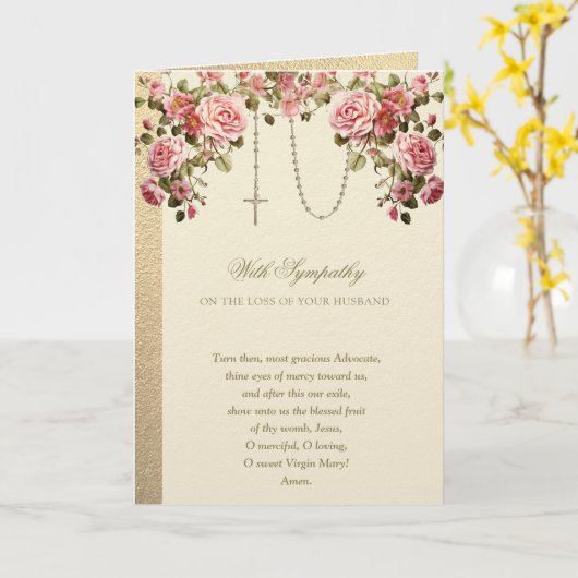 katholieke condoleanceechtgenoot kaart (Gele Bloem)