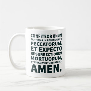 Katholieke Credo Latijn Mass Black en White Modern Koffiemok