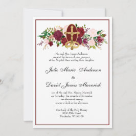 Katholieke Crucifix Elegant Religious Wedding Invi Kaart