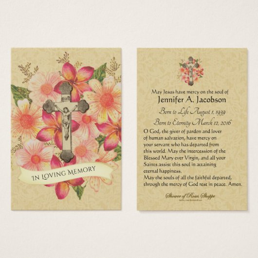 Katholieke Crucifix Jesus Funeral Prayer Heilige K Visitekaartje (Voorkant /achterkant)