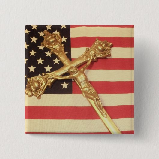 Katholieke Crucifix over de Amerikaanse Button op (Voorkant)
