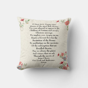 Katholieke Dame van Fatima Prayer Gift Gepersonali Kussen