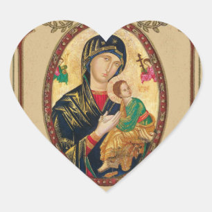 Katholieke dame van het Perpetual Byzantine Icon Hart Sticker