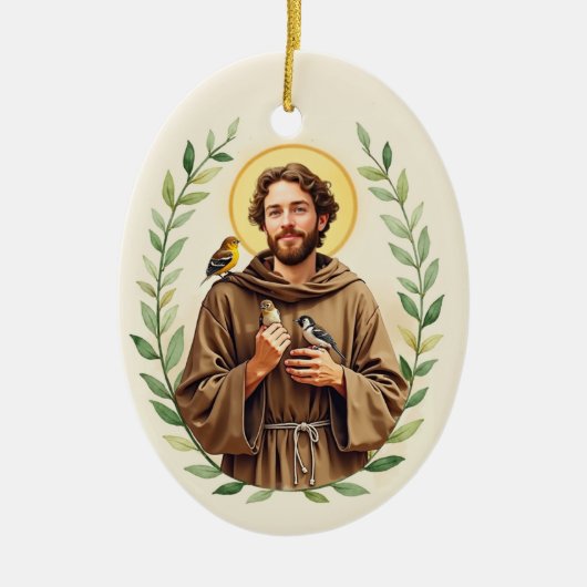 Katholieke devotie van Sint-Franciscus van Assisi Keramisch Ornament (Voorkant)