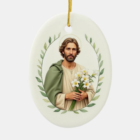 Katholieke devotie voor Sint-Jozef Keramisch Ornament (Voorkant)
