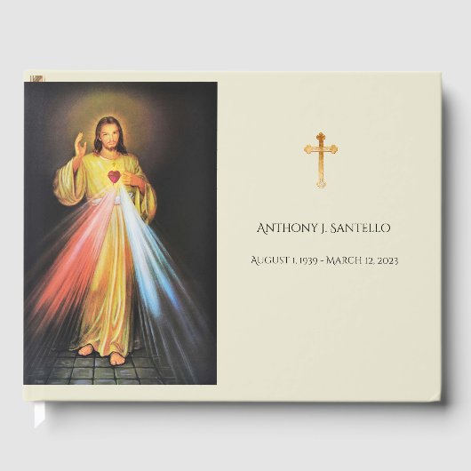 Katholieke Divine Mercy Jesus Funeral Memorial Gastenboek (Voorkant)