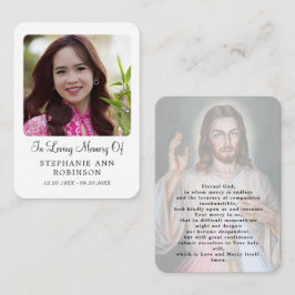 Katholieke Divine Mercy Jezus-rouwkaart Visitekaartje