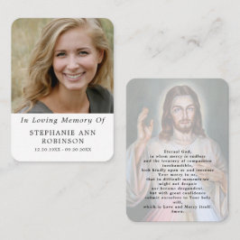 Katholieke Divine Mercy Jezus-rouwkaart Visitekaartje