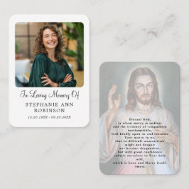 Katholieke Divine Mercy Jezus-rouwkaart Visitekaartje