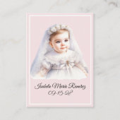 Katholieke doop baby meisje roze herinneringskaart visitekaartje (Voorkant)