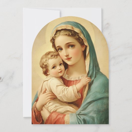 Katholieke doop Bloemen Maria en Jezus uitnodiging (Achterkant)