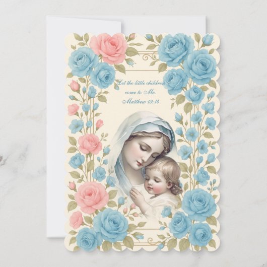 Katholieke doop Bloemrijke Jezus gezegende moeder Kaart (Achterkant)