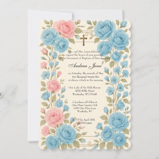 Katholieke doop Bloemrijke Jezus gezegende moeder Kaart (Voorkant)