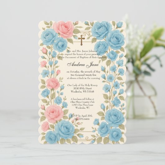 Katholieke doop Bloemrijke Jezus gezegende moeder Kaart (Staand voorkant)