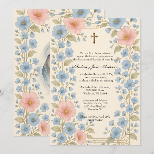 Katholieke doop Bloemrijke Jezus gezegende moeder Kaart (Voorkant / Achterkant)