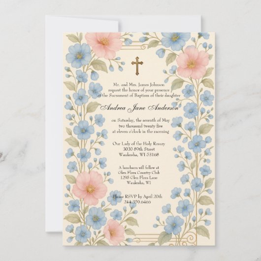 Katholieke doop Bloemrijke Jezus gezegende moeder Kaart (Voorkant)