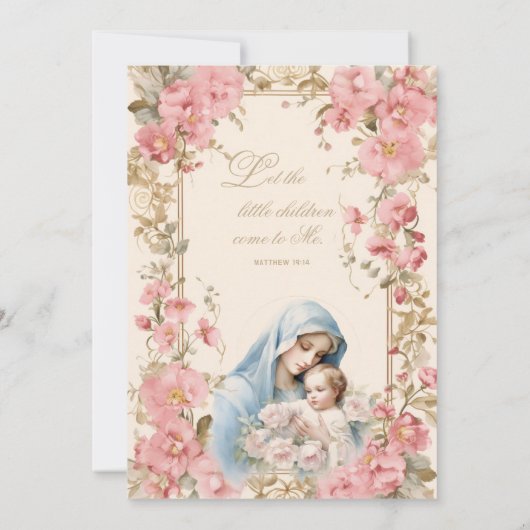 Katholieke doop doop Bloemen Gezegende Moeder Kaart (Achterkant)