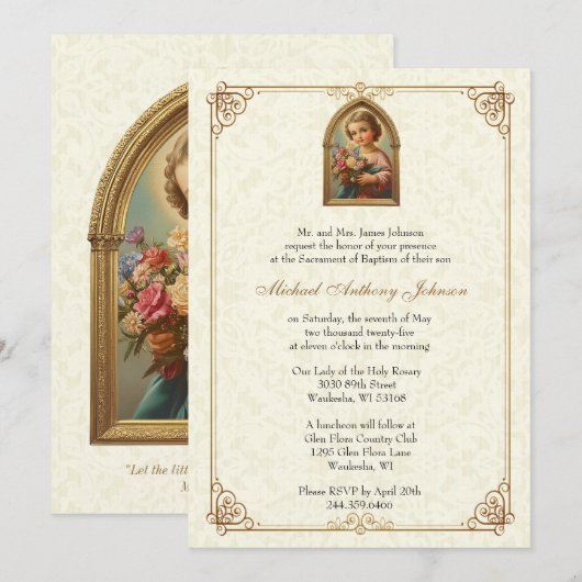 Katholieke doop doop Bloemkind Jezus Kaart (Voorkant / Achterkant)