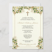 Katholieke doop doop gouden bloemen kaart (Voorkant)