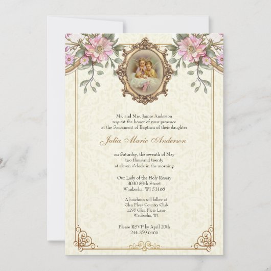 Katholieke doop doopsel Guardian Angels Baby Kaart (Voorkant)