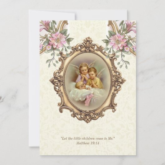 Katholieke doop doopsel Guardian Angels Baby Kaart (Achterkant)